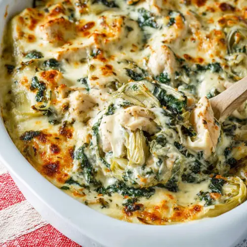 Creamy Chicken Florentine Artichoke Casserole