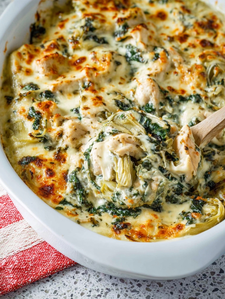 Creamy Chicken Florentine Artichoke Casserole