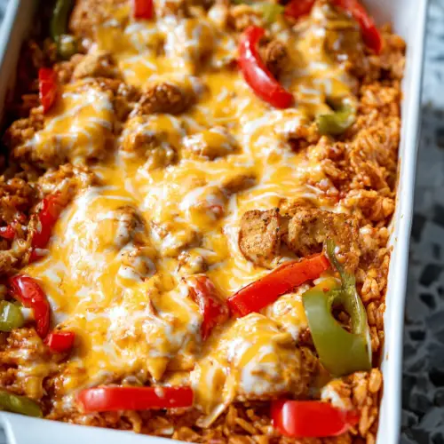 Queso Smothered Fajita Casserole