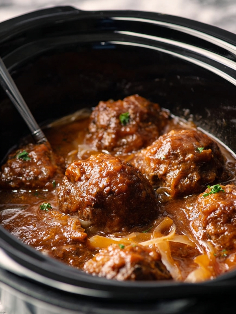Slow Cooker Salisbury Steak with Onion Gravy