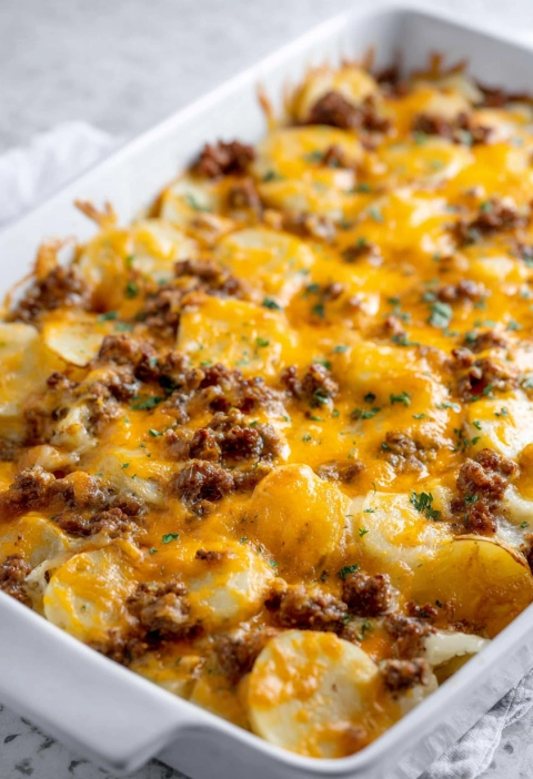 Cheesy Hamburger Potato Casserole