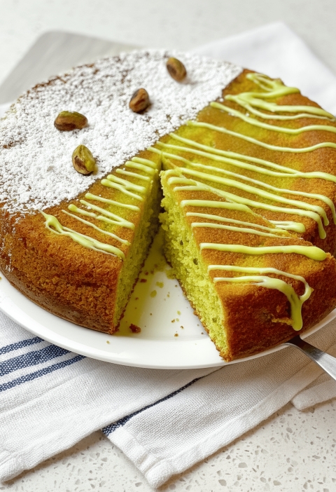 Pistachio Caprese Cake