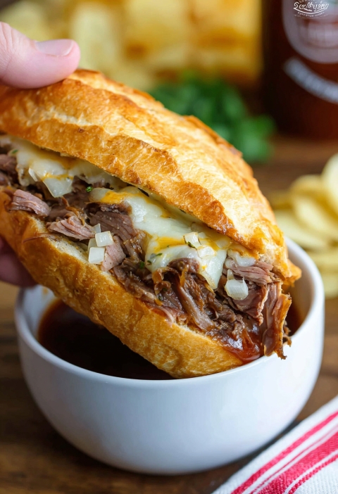 Slow Cooker French Dip Sandwiches