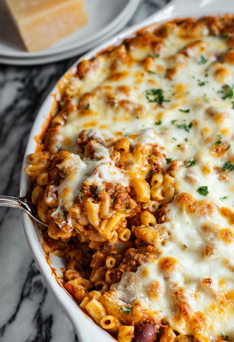 Cheesy Baked Pasta Fagioli