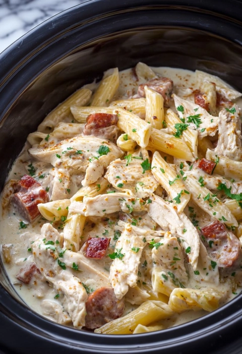 Slow Cooker Cajun Chicken Alfredo