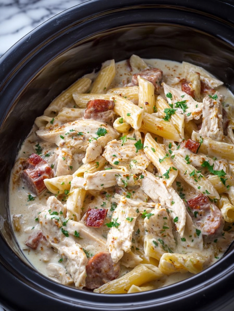 Slow Cooker Cajun Chicken Alfredo