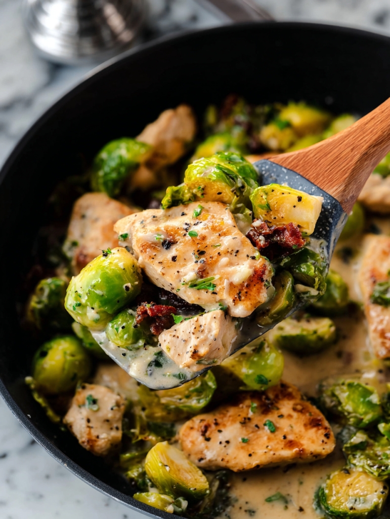 Creamy Chicken Brussels Skillet