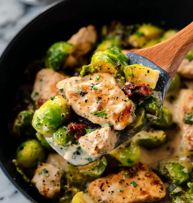 Creamy Chicken Brussels Skillet