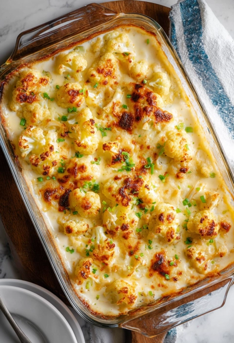 Roasted Cauliflower with Cheese Sauce
