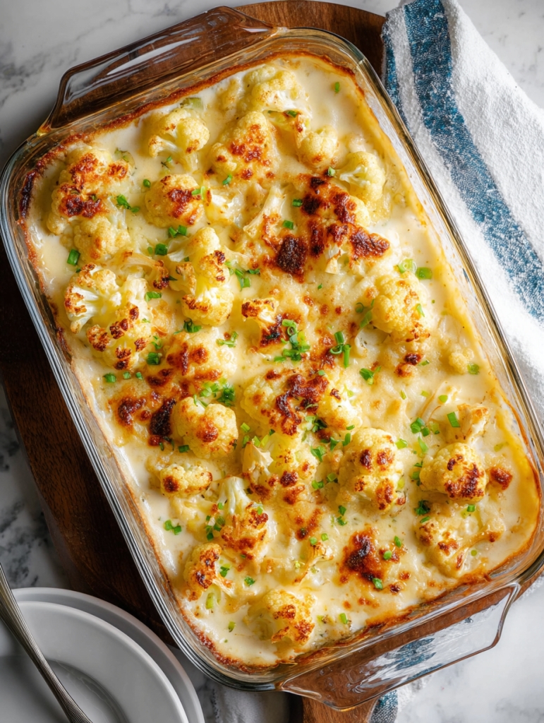 Roasted Cauliflower with Cheese Sauce