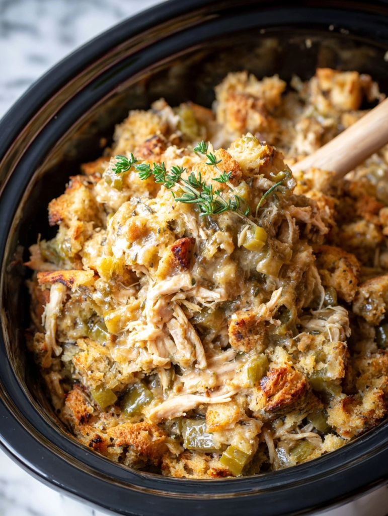 6-Ingredient Slow Cooker Chicken and Stuffing