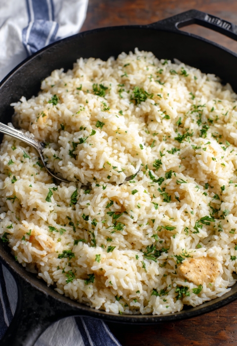 Creamy Garlic Parmesan Chicken & Rice