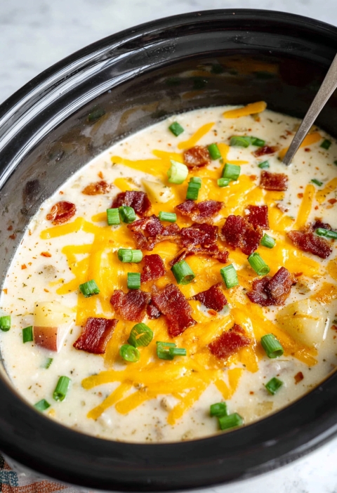 Slow Cooker 5-Ingredient Loaded Potato Soup