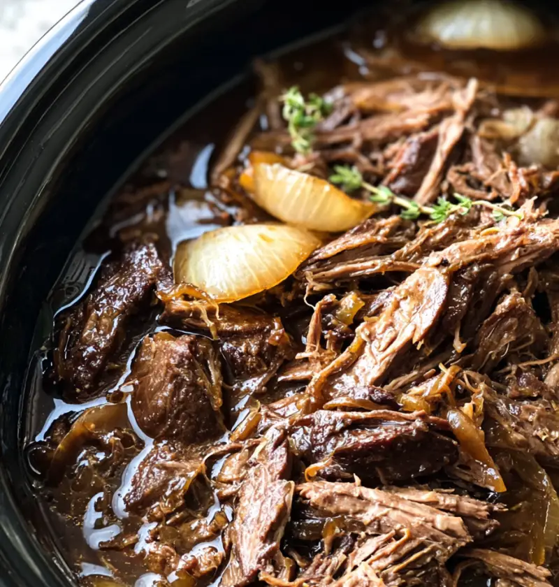 Slow Cooker French Onion Beef (3 Ingredients, Big Flavor)