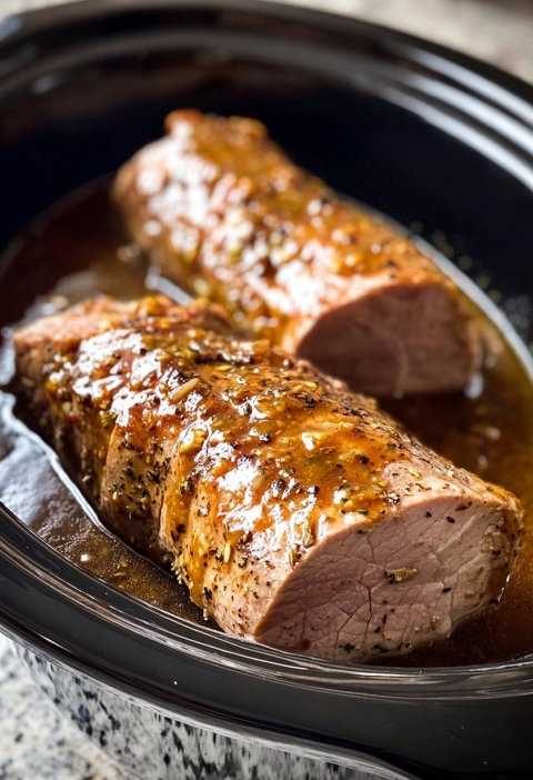 Slow Cooker Maple Dijon Pork Tenderloin — The Christmas Showstopper That Cooks Itself