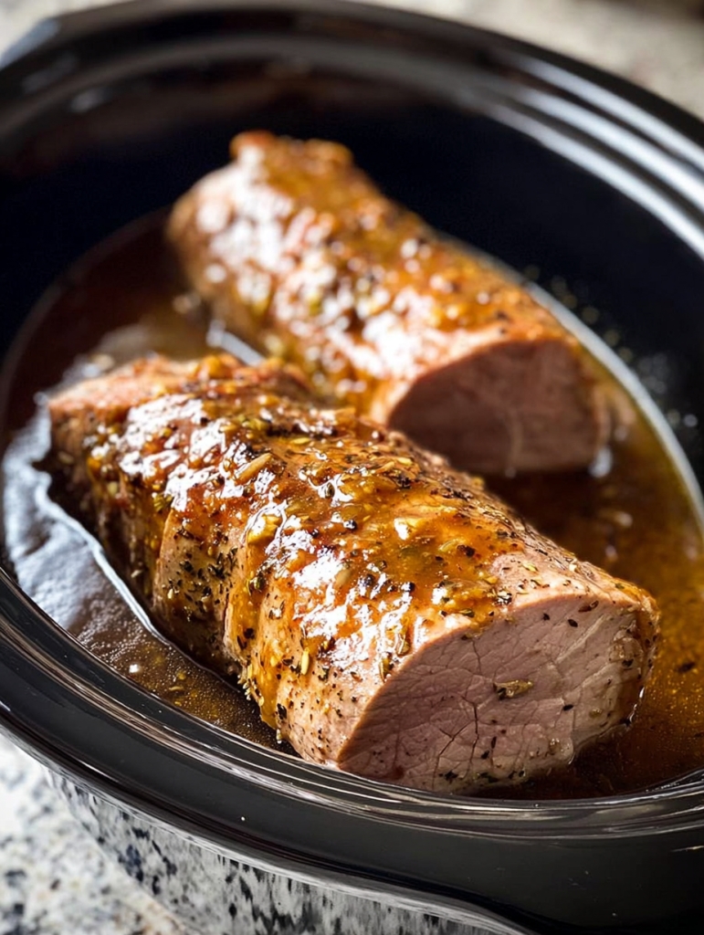 Slow Cooker Maple Dijon Pork Tenderloin — The Christmas Showstopper That Cooks Itself