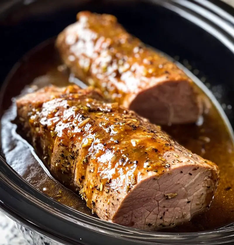 Slow Cooker Maple Dijon Pork Tenderloin — The Christmas Showstopper That Cooks Itself