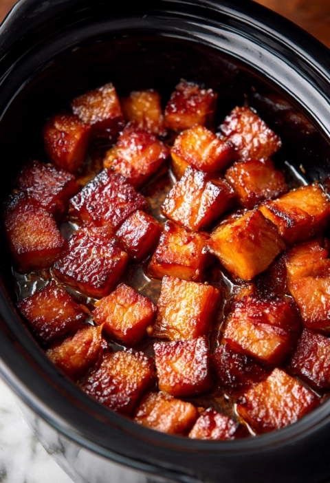Slow Cooker 4-Ingredient Brown Sugar Ham Bites