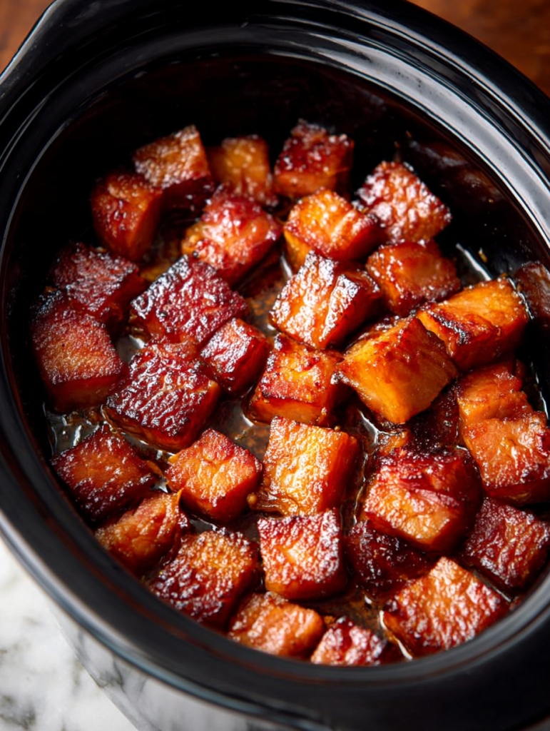Slow Cooker 4-Ingredient Brown Sugar Ham Bites