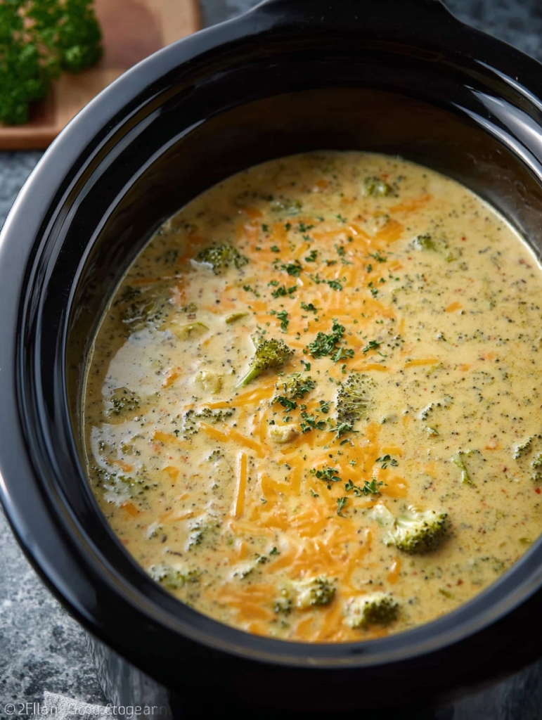 Slow Cooker Cheesy Broccoli Soup