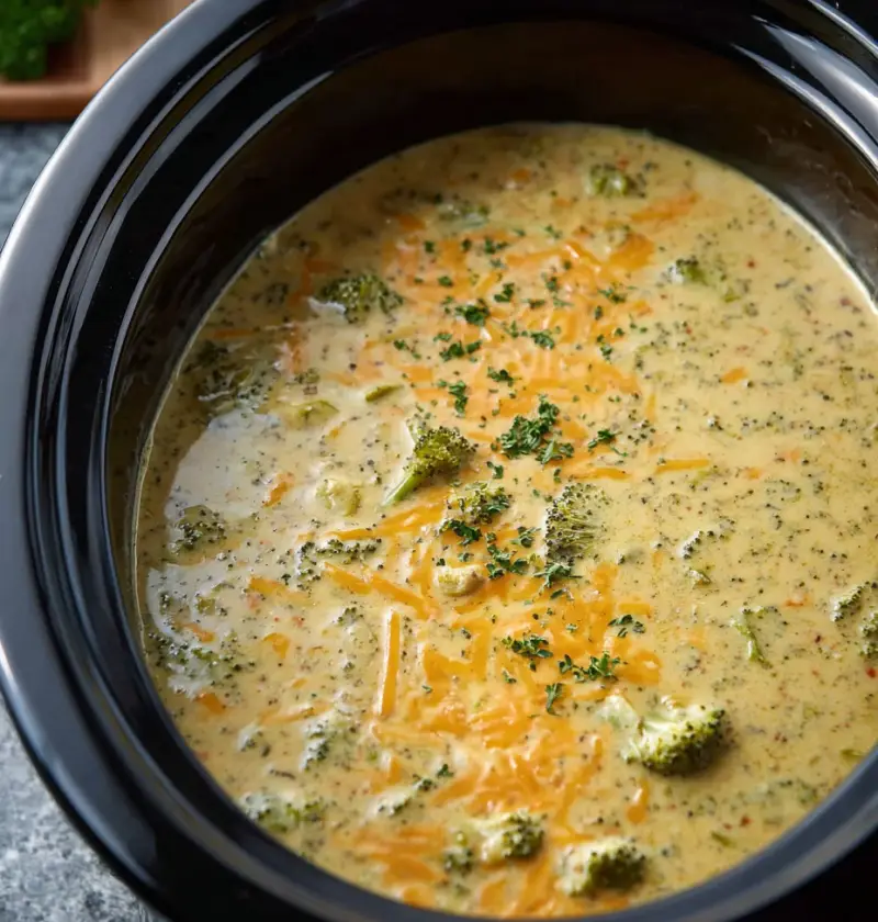 Slow Cooker Cheesy Broccoli Soup