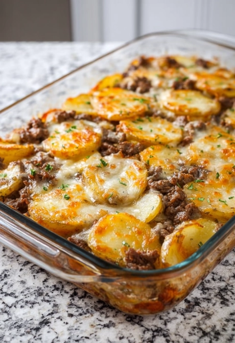 Simple Oven-Baked Beef and Potato Bake