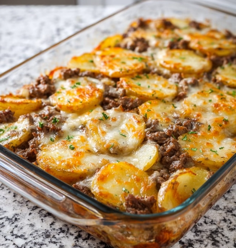 Simple Oven-Baked Beef and Potato Bake