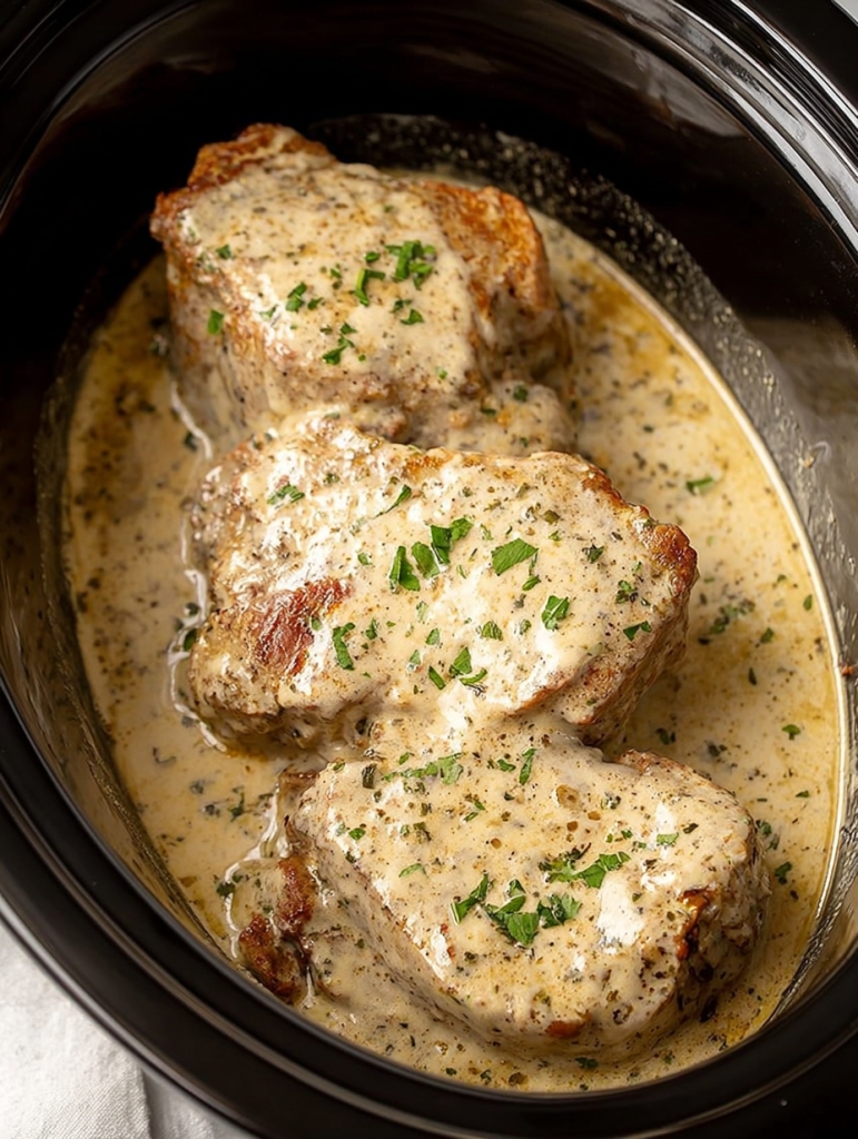 Slow Cooker 3-Ingredient Creamy Pork Chops