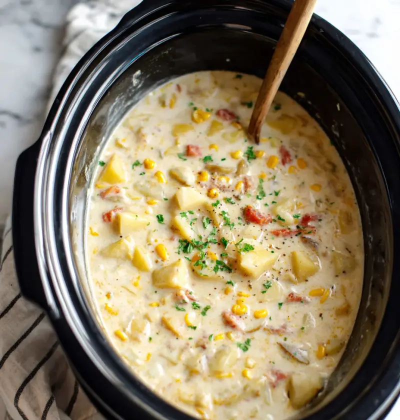 5-Ingredient Slow Cooker Potato Corn Chowder