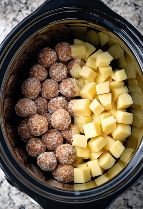 Slow Cooker Meatball and Potato Stew