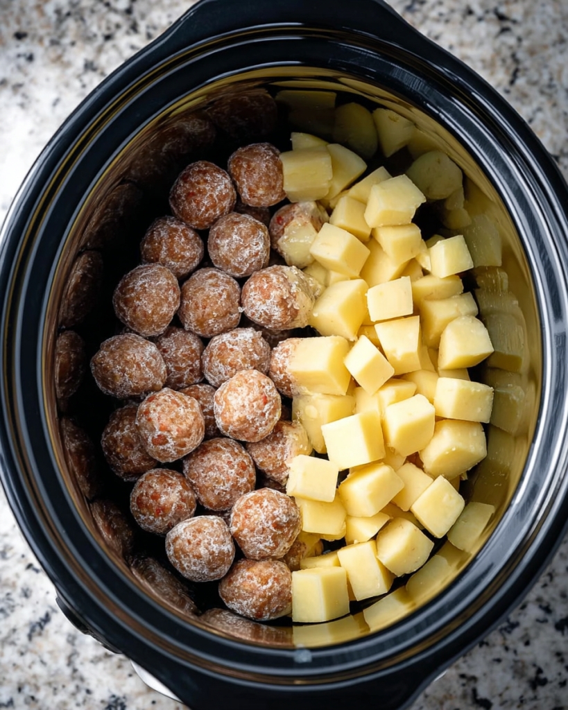 Slow Cooker Meatball and Potato Stew