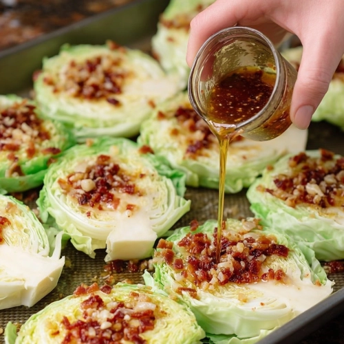 Southern Roasted Cabbage Steaks with Garlic Bacon Butter