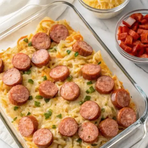 4-Ingredient Cheesy Kielbasa Bake