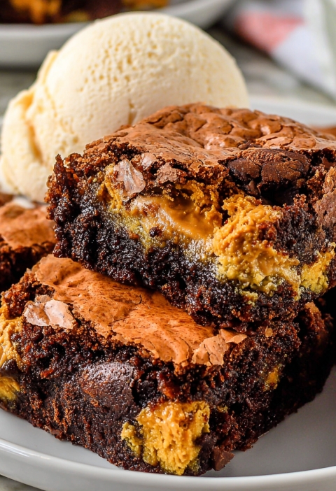 Peanut Butter Stuffed Brookies