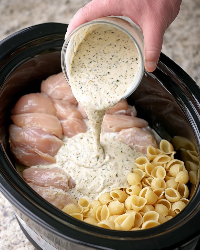 Creamy Garlic Parmesan Chicken Shells (My Slow Cooker Did All the Work and I'm Taking the Credit)