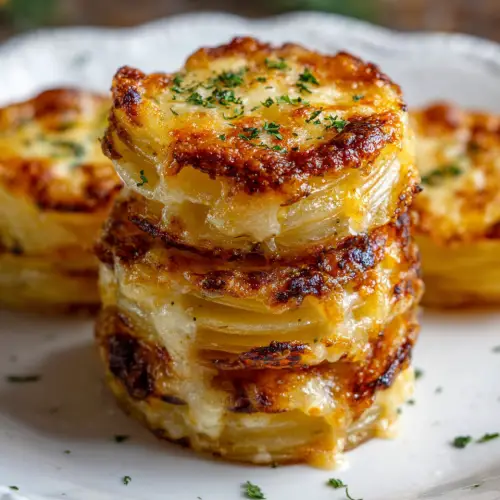 Oven-Baked 4-Ingredient Cheesy Potato Stacks