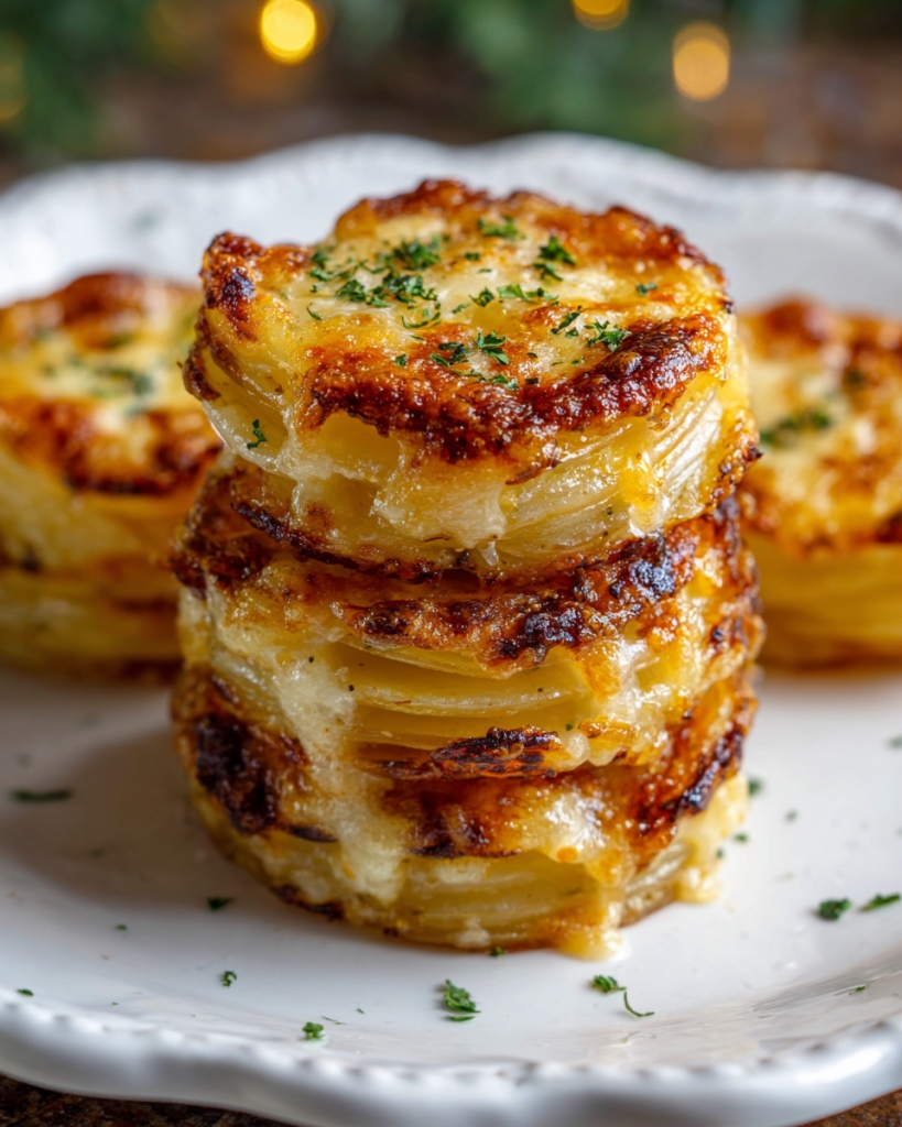 Oven-Baked 4-Ingredient Cheesy Potato Stacks