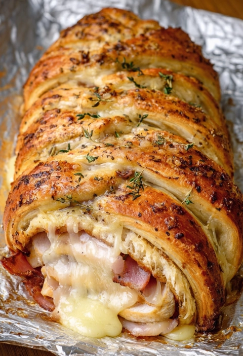 Chicken Cordon Bleu Crescent Braid