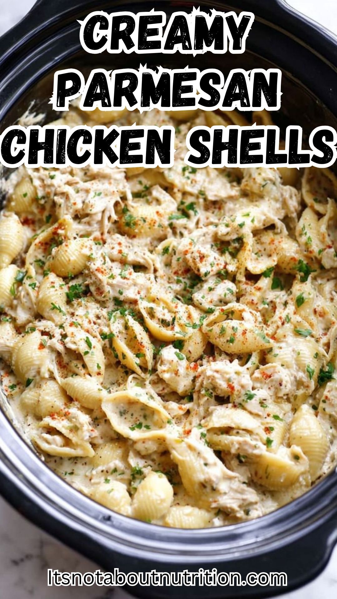 Creamy Garlic Parmesan Chicken Shells (My Slow Cooker Did All the Work and I’m Taking the Credit)