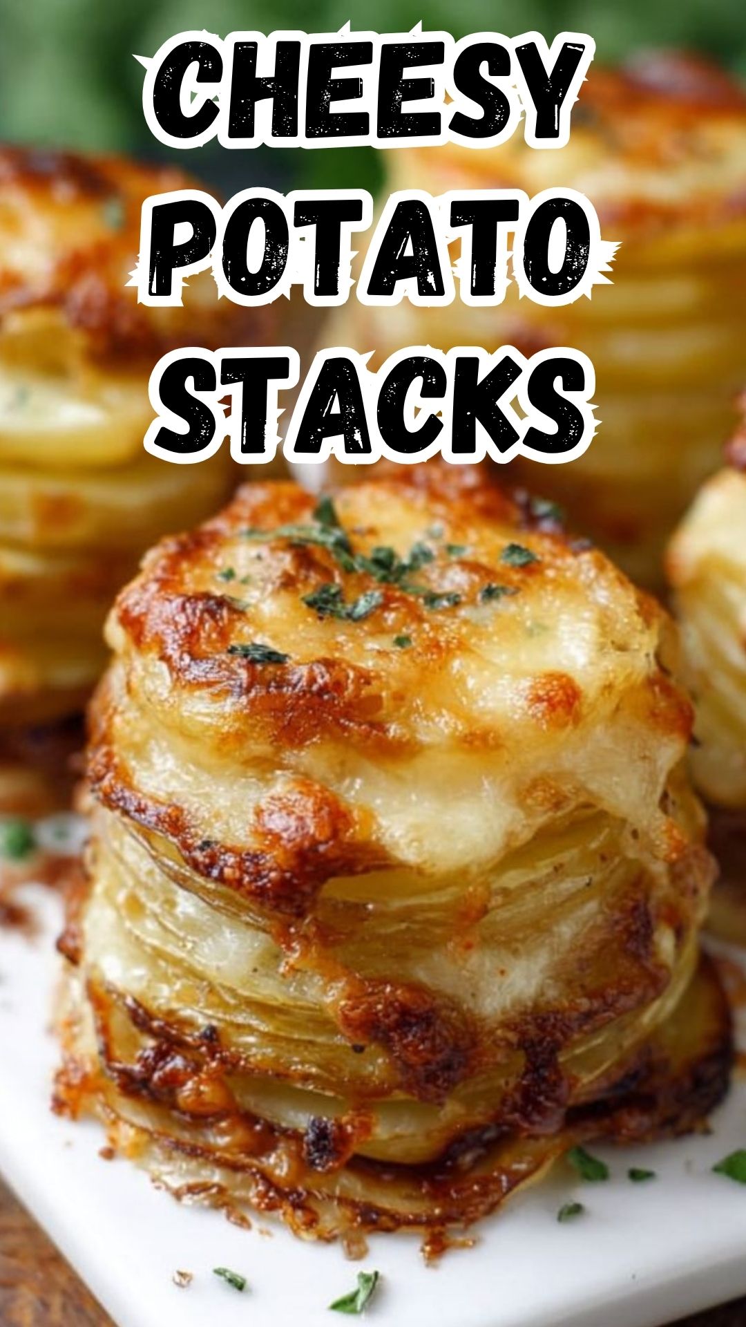 Oven-Baked 4-Ingredient Cheesy Potato Stacks Oven-Baked 4-Ingredient Cheesy Potato Stacks