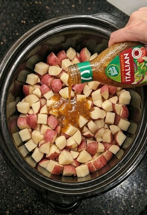 3-Ingredient Slow Cooker Italian Herb Potatoes