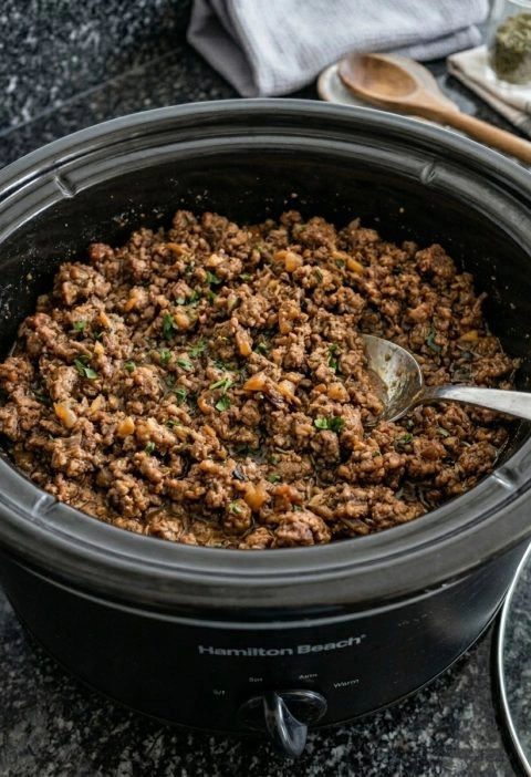 6-Ingredient Slow Cooker Taco Soup with Ground Beef