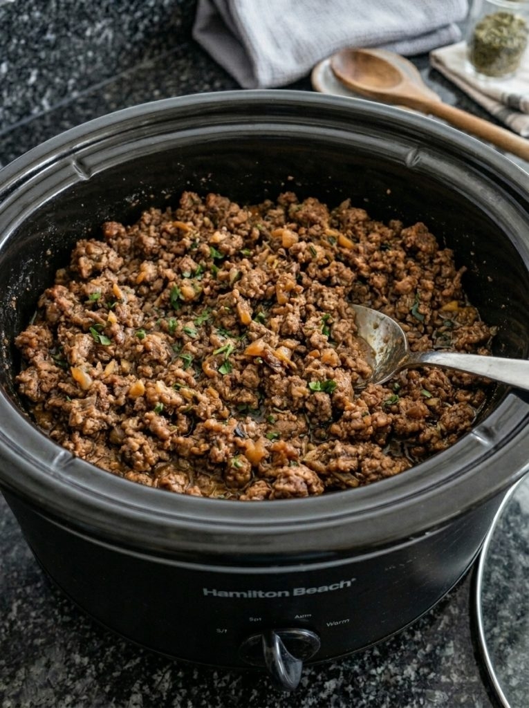 6-Ingredient Slow Cooker Taco Soup with Ground Beef