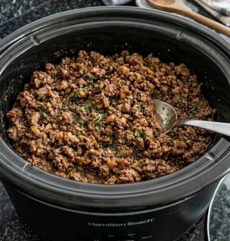 6-Ingredient Slow Cooker Taco Soup with Ground Beef