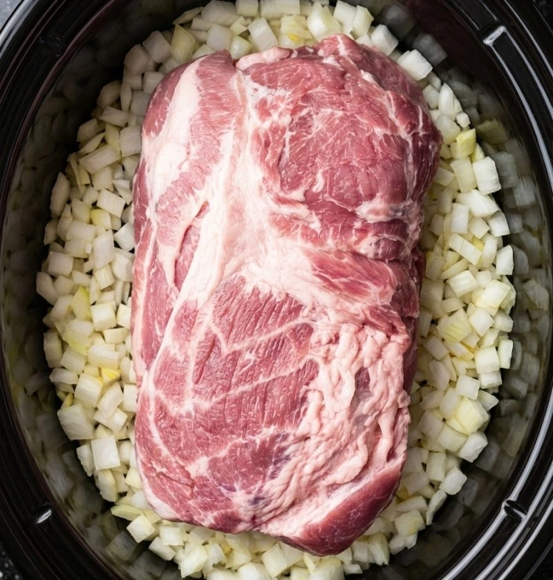 3-Ingredient Slow Cooker Pork and Sauerkraut