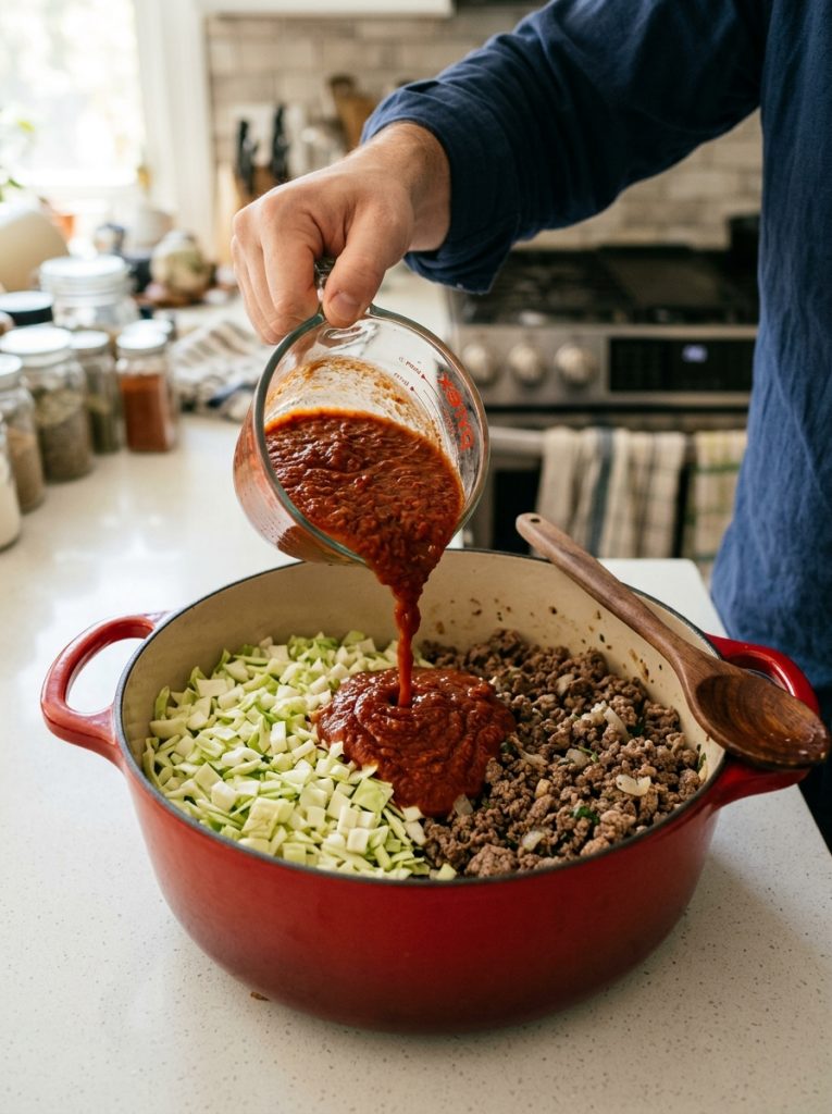 Lazy Cabbage Roll Dutch Oven Casserole