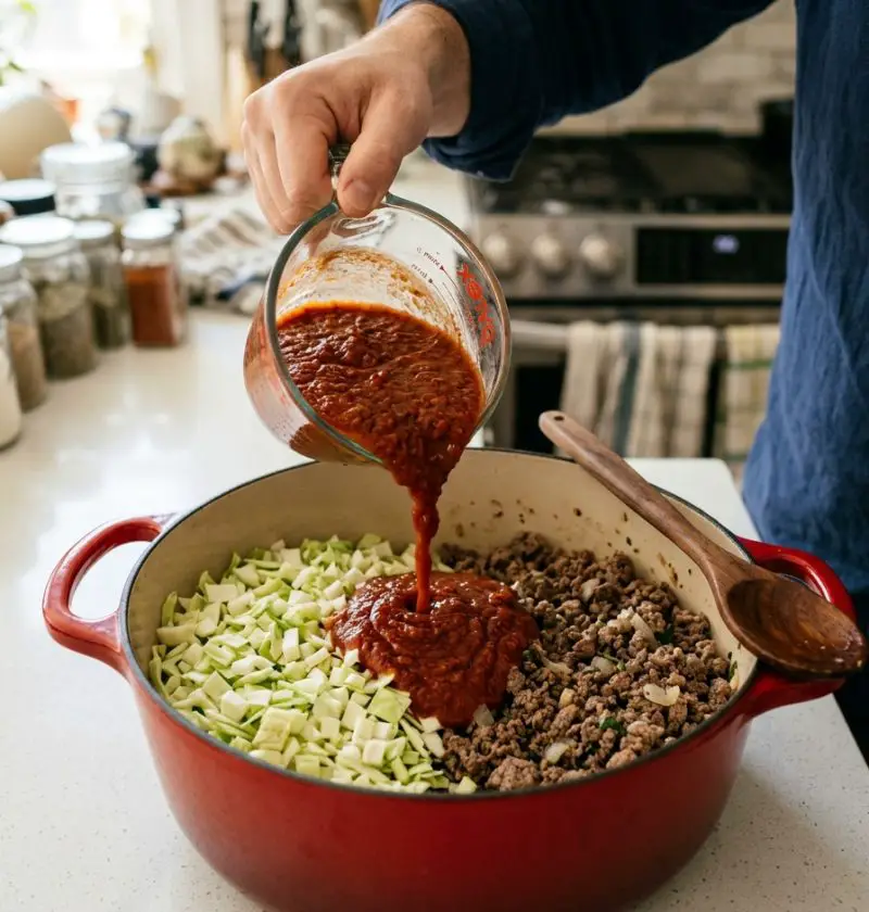 Lazy Cabbage Roll Dutch Oven Casserole