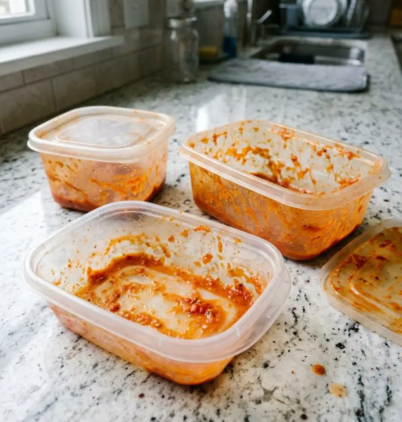 That Weird Orange Stain on Your Plastic Containers? Here’s the Lazy Trick That Actually Works
