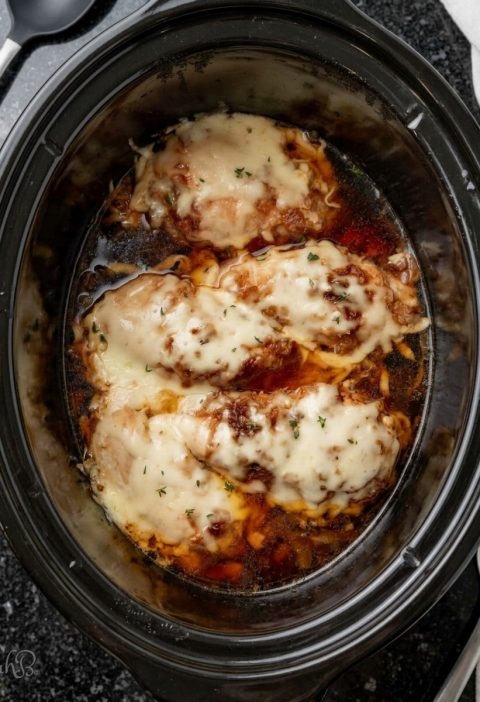 5-Ingredient Slow Cooker French Onion Chicken