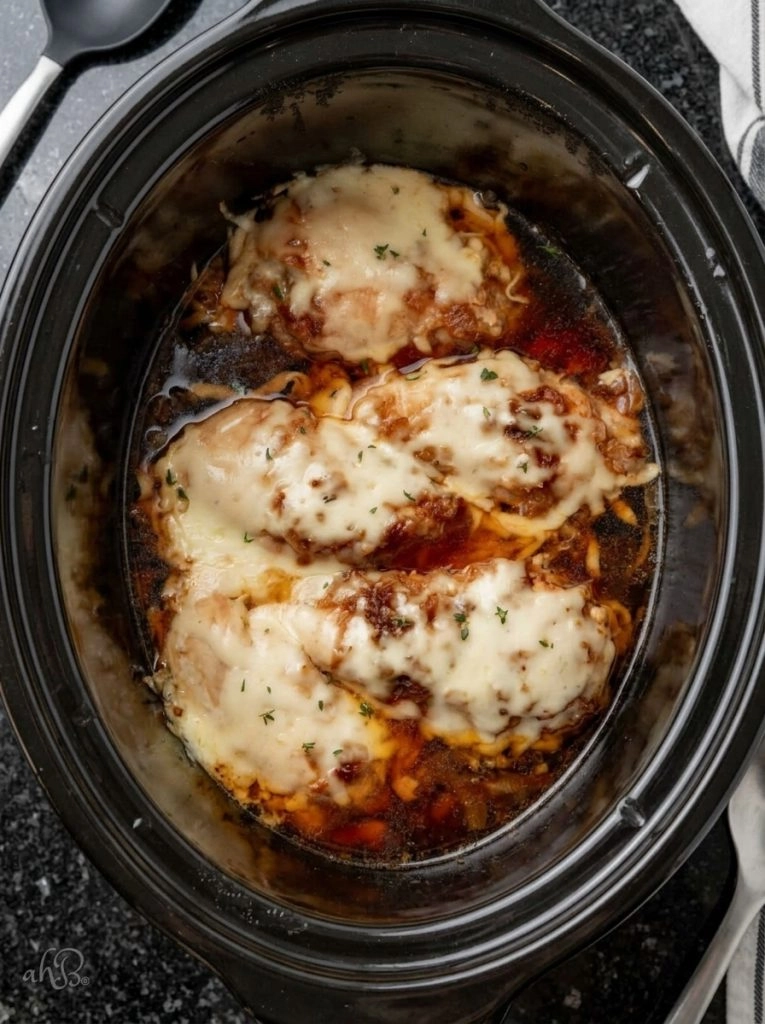 5-Ingredient Slow Cooker French Onion Chicken